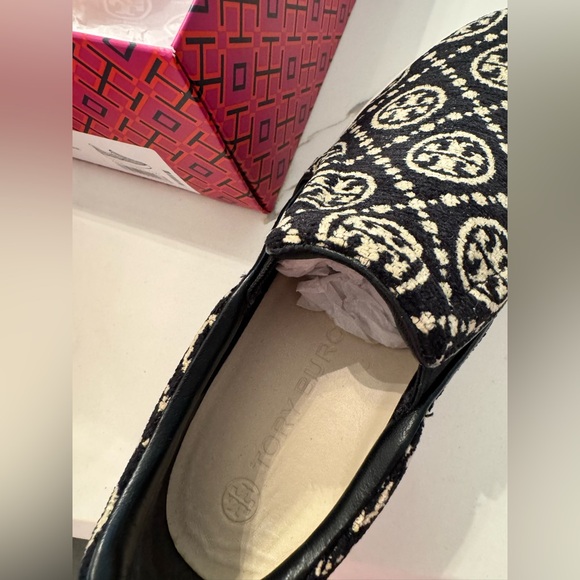 Tory Burch T Monogram slip on sneakers chenille calf leather 9 - Picture 3 of 9
